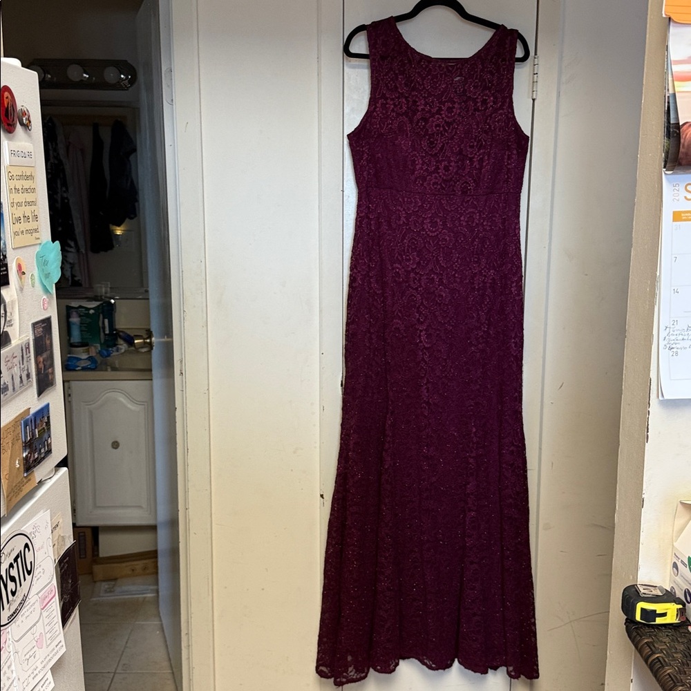 Elegant Burgundy Lace Gown